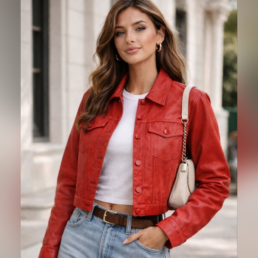 DAPHNEA PARIS Shiny Red Jacket from